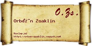 Orbán Zsaklin névjegykártya